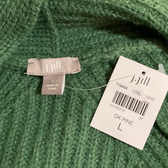 J. Jill Alpaca Wool Blend Cardigan Safety Pin Closure Dark Green NWT Sz L - Picture 10 of 13